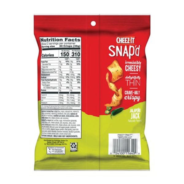 3X Bags Cheez-it Snap'd Jalapeno Jack Crispy Cracker Chips Baked Snacks 2.2oz