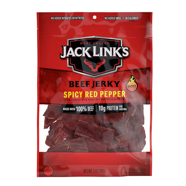4x Bags Jack Link's Spicy Red Pepper 100% Beef Jerky | 3.25oz | 10g Protein