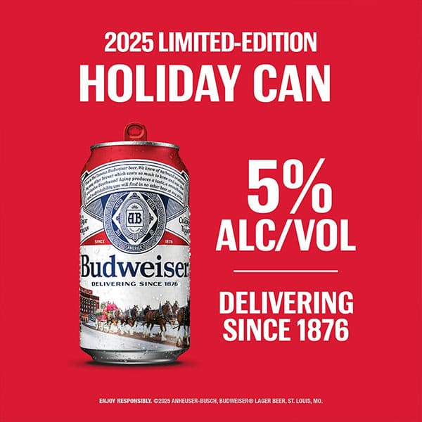 Budweiser Beers with 5% Alcohol Volume, 12 FL oz Cans